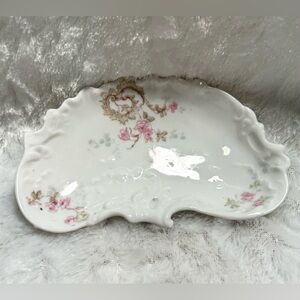 Vintage Theodore Havilani Limoges France Porcelain Floral Tray Dish Jewelry Tray